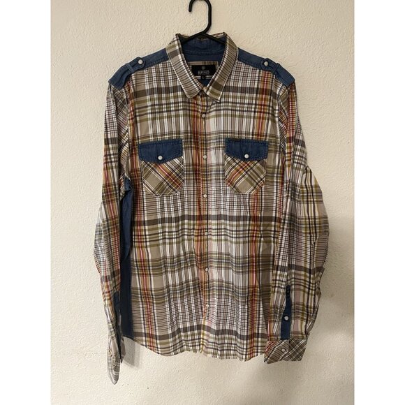 Buffalo David Bitton Other - Buffalo David Bitton Pearl Snap Shirt Men's XL Western Plaid Denim Contrast